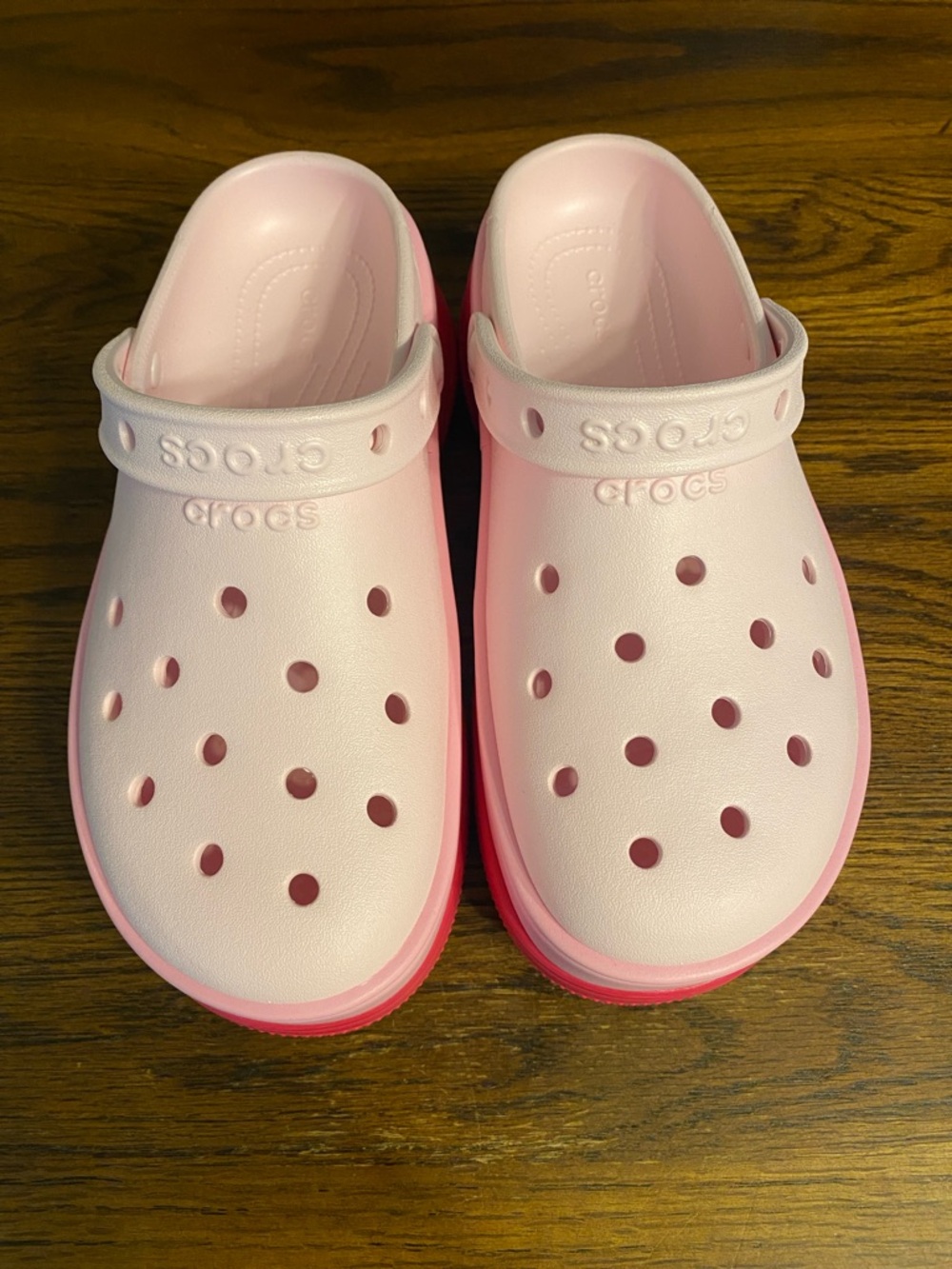CROCS Classic Clog Mule in Light Pink with Hot Pink Sole